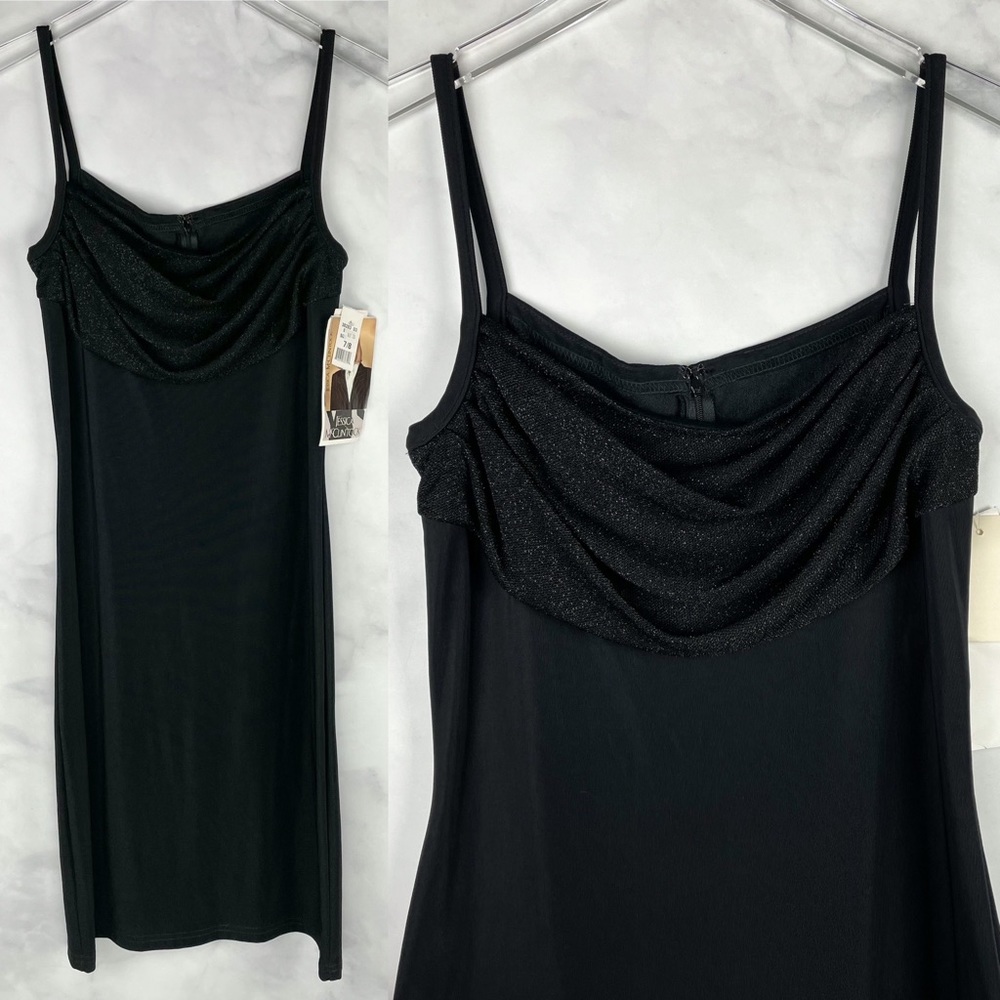 NWT Vintage 90s Y2K Jessica McClintock Gunne Sax Glittery Knit Drapey Midi Dress